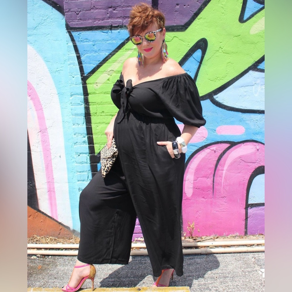 ASOS black tie front jumpsuit